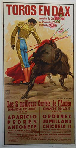 Dax Toros Corrida 1954 Poster, Reproduktion, Format 50 x 70 cm, Papier 300 g/m²
