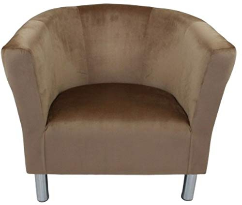 MartHome Club Trio Sessel, Gepolsterter Sessel Chromfüßen, Clubsessel, Cocktailstuhl Veloursstoff, Sitzsack, Plüsch Loungestuhl, Sessel Für Wohnzimmer/Wartezimmer/Bürosessel (Cappuccino)