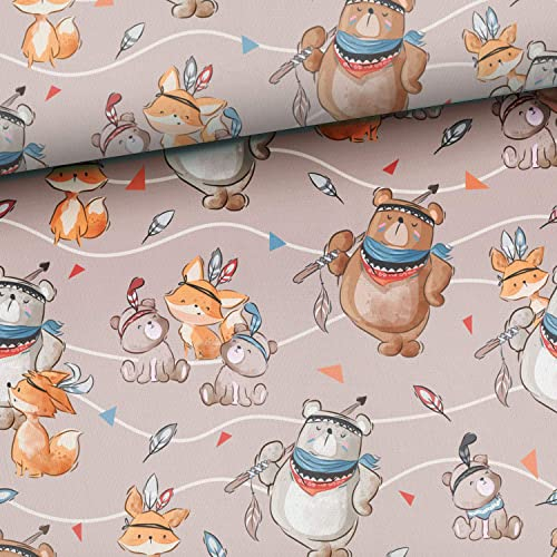 0,5m Kinder Baumwollstoff Bär Fuchs - keine Meterware - Jungen Stoffe zum Nähen
