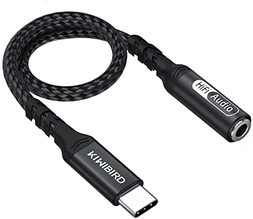 KiwiBird USB C auf Klinke Kopfhörer mit Mikrofon Adapter, Typ C auf 3,5mm Klinkenadapter mit DAC, USB-C Audio Jack Aux Adapter Kompatibel mit Handy, MacBook, Tablet, Windows PC, TRRS 4-polig