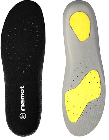 riemot Sport Einlegesohlen für Herren, Schuheinlagen Komfort, Atmungsaktiv, Dämpfung Einlagen für Sneaker, Laufschuhe, Sportschuhe, Wanderschuhe Schwarz Gr.42 EU