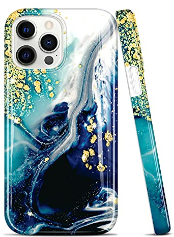 JAHOLAN Handyhülle iPhone 13 Pro Hülle TPU Silikon Weiche Schlank Schutzhülle Handytasche Gummi Dünn Flexibel Handy Hülle für iPhone 13 Pro 2021 6.1 - Marmor Pink Purple