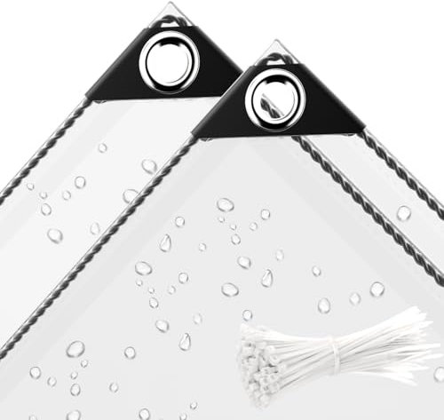 Bâche Impermable Transparente avec oeillet, Protection indchirable en PVC, Bâche étanche pour Bois Bateau Jardin Piscine Serre Plantes (Transparente, 2.4X3 M)