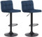 CLP 2er Set Barhocker Feni Samt, höhenverstellbar mit Fußstütze, Lehne & Metallgestell, belastbar bis 150 kg, Farbe:blau