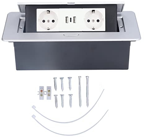 Double Prise électrique au Sol USB Pop Up Norme Européenne avec Prise de Courant Intégrée de Type C Prise Multifonctionnelle Prise électrique au Sol