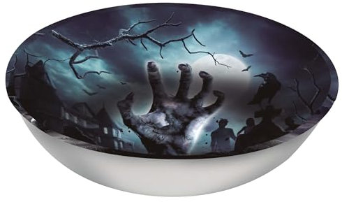 FIESTAS GUIRCA | Schüssel Friedhof Wiederverwendbar (32 cm) - Tischdekoration für Halloween-Partys - Ideal für Grusel- und Horrorfeiern - Grau