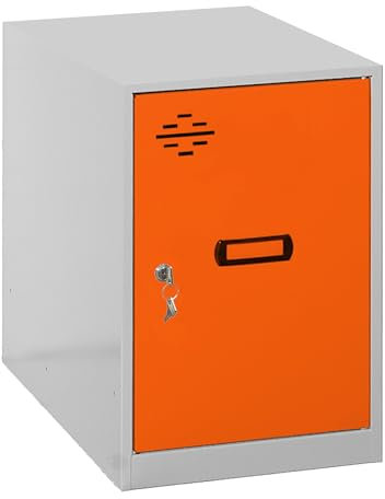 Simonrack Casier Vestiaire Metallique Petit, 475x300x500 mm, Armoire Metallique Petit, Comprend la Clé, Gris/Orange - Simonlocker