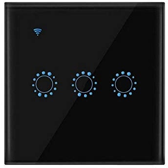 Smart Light Switch, Smart Home WiFi Wireless Panel Touch Wall Light Remote Control Switch Works with Alexa and Google Home, APP Remote Control (Black 3 Gang)
