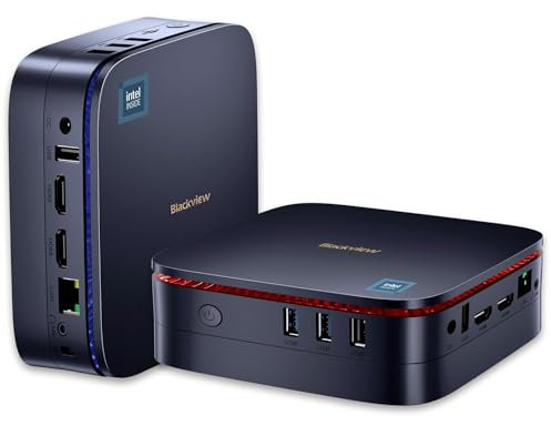 Blackview MP60 Mini PC 8GB DDR4 RAM 256GB M.2 SSD, Mini Gaming Computer with Processor Intel N5095, VESA/Home/Business Mini Desktop Computer, 4K HD Dual HDMI Gigabit Ethernet, Blue