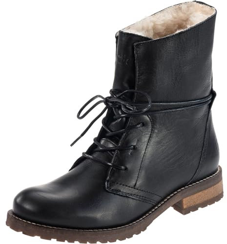 Palado Stiefeletten Damen Kasos – bequeme Boots Made in Portugal - warm gefütterte Stiefel - modische Winterschuhe Christieblack/Black UK3,5 - EU36