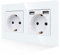 JIMEIDA Enchufe Doble con USB en Blanco, Enchufes Schuko de Cristal de 16A con Conexión USB de Carga Rápida Max.2.1A, Enchufe de Pared de Montaje Empotrado-2 compartimento