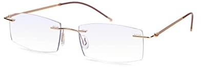 TERAISE Randlose Lesebrille für Damen und Herren, Ultralleichte Metall-Klare Lesebrillen, Stylische Blaulichtfilter Brille Computerbrille gegen Augenermüdung