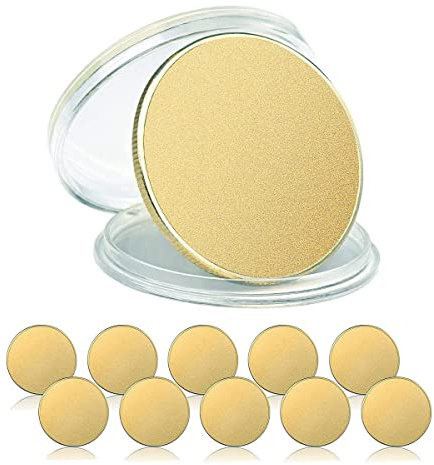 Fxndknjks 10 Stk Blank, Gravur Blanks Coins, 40Mm Durchmesser mit Acryl-Schutzbox (Messing)