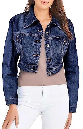 A2Z Ladies Women Fashion Cropped Denim Jacket 100% - Crop Jacket JK58 Dark Blue 12