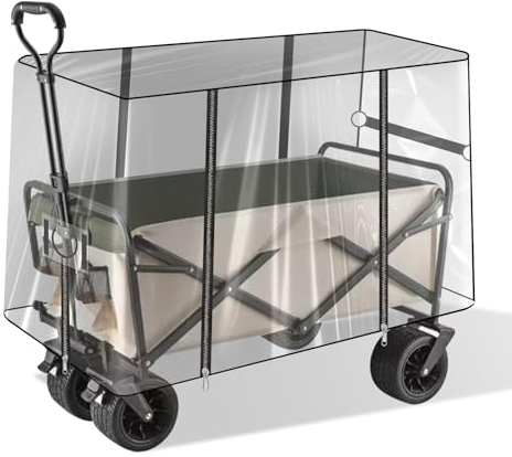 HOIIME Camping Trolley Rain Cover, Push Pull Folding Trolley Rain Cover, Garden Picnic Wagon Stroller Cart Waterproof Cover, Clear Foldable Wagon Rain Cover for Kids Outdoor Camping Shopping