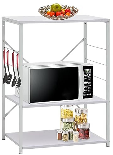 Homgoday Meuble micro-ondes en bois blanc 60 x 39,6 x 79,5 cm