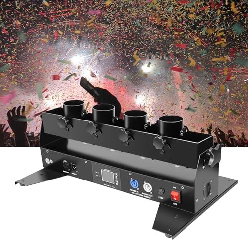 IINCOOY 4 Schuss Elektrische Konfetti Streamer Maschine DMX Hochzeits Shooter Konfetti Werfer Kanonenausrüstung Jäten Party