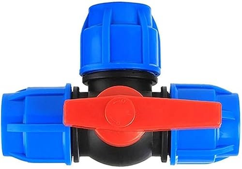 Kugelhahn, Absperrventil, 1/2 3/4 1 2 3/, T-Typ PE-Schnellverbindungsrohrverschraubung 20/25/32/40/50/63 mm (Farbe: blauer Typ, Größe: 20 mm) (Farbe: blauer Typ, Größe: 25 mm) ( Color : Blue Type