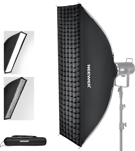 NEEWER 12x47 Schnelle entfaltbare Softbox mit rechteckigem Streifen und Bowens Halterung mit Diffusoren/Wabengitter/Tasche kompatibel mit Godox Aputure 120d Videoleuchten Q4 Studioblitzgeräten NS17S
