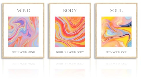 Dazzlewall Inspirierende Spirituelle Wandbilder Bunte Abstrakte Ästhetische Leinwand Bilder für Schlafzimmer Wohnzimmer Deko 30x40 cm 3er Set Ohne Rahmen
