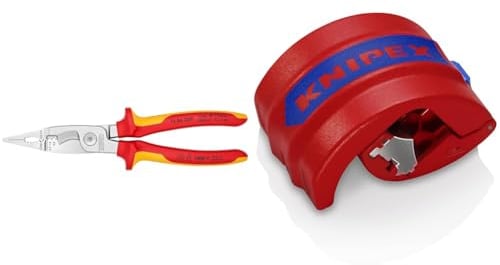 Knipex Elektro-Installationszange verchromt, isoliert mit Mehrkomponenten-Hüllen, VDE-geprüft 200 mm 13 86 200 & BiX Schneider für Kunststoffrohre und Dichthülsen 20 – 50 mm 90 22 10 BK