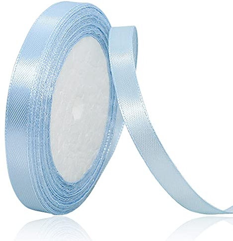 Hellblau 10mm Breit Satinbands, 22 Meters Schleifenband, Geschenkband für Geschenkverpackungen, DIY Handwerk, Blumensträuße, Nähprojekte, Schleifenherstellung, Geburtstags- und Hochzeitsdekorationen