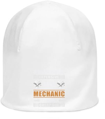 If You Think It's Expensive to Hire A Good Mechanic Try Hiring A Cheap One Funny Piston Skull Unisex Thin Cotton Stretchy White Slouch Beanie White, weiß, Einheitsgröße
