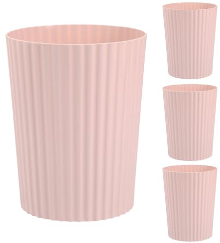 JiatuA Kleiner Mülleimer aus Kunststoff, rund, für Badezimmer, Küche, Schlafzimmer, Heimbüro, Studentenwohnheim, 4 Stück, Rosa