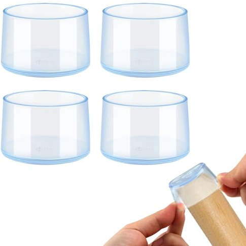 ZyFurn 4 Pake Clear Castor Cups 38mm Furniture Castor Cups Transparent Round Non-Slip Chair Leg Carpet Protectors Heavy Duty Prevent Scratches and Damage Soft Noise Reduction Protect Floor Carpet