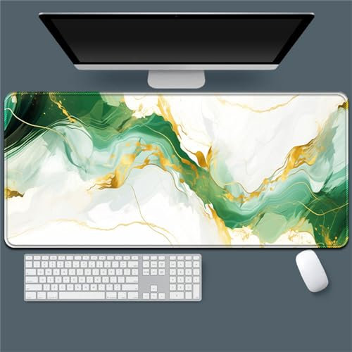 Hixingo Marbre Vert Tapis de Souris XXL/XL/L, Tapis de Souris Gamer, Tapis Souris avec Bords Cousus, Tapis de Souris en Base Antidérapante, Convient pour Gaming, Maison (600x300x3mm,Vert 7)