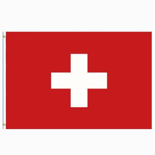 Bandera suiza grande de Suiza de 5 x 3 pies para decoraciones de 2025, juegos de bandera nacional de Suiza 2025, eventos deportivos de fútbol, celebración, desfile, bar, jardín, decoración de fiesta