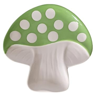 Ceramic Spoon Rest for Stove Top, Mushroom Cute Spoon Rest for Kitchen Counter Accessories, Cooking Spoon Holder for Kitchen Counter, Utensil Rest for Spoon Spatula Ladle or Tong (Green)