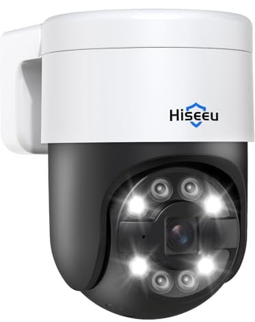 Hiseeu 360°-Sicherheitskamera für den Außenbereich mit Farb-Nachtsicht, 4K POE-PTZ-Kamera für den Außenbereich, kabelgebundene CCTV-Kamera, Bewegungserkennung, 2-Wege-Audio, Fernansicht,