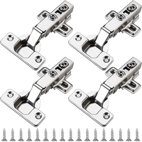 CTCEHL Scharnier mit Softclose,4 Stück 110 Grad Eckanschlag Standardscharnier,Türscharniere mit Gasdruckfeder,Soft Close Scharniere Mit Schrauben,für Küchenschrank Kleiderschrank Schranktür