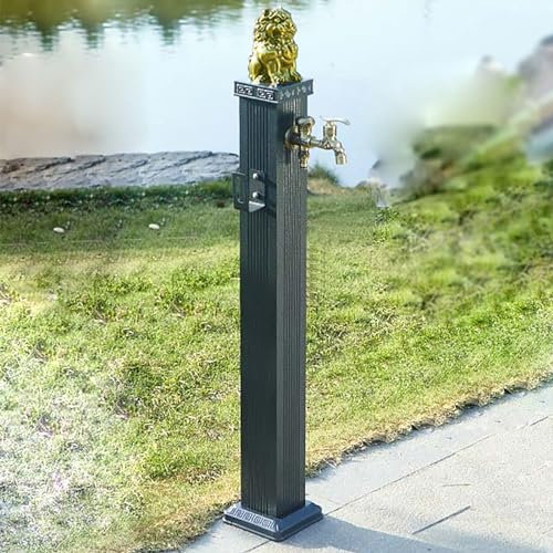 Wasserhahn Wassersäule Garten Brunnen mit Winter Frostschutz Quadratisches Design (111,8 cm)