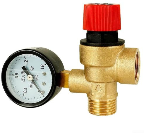 SPORTARC Vanne de chauffe-eau solaire, réducteur de pression, soupape de décharge de pression de chaudière avec manomètre, soupape de décharge de pression chauffe-eau (A)