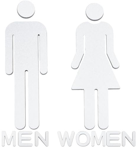 GORGECRAFT Cartello Porta WC Cartelli di Identificazione Bagno Uomo Donna Cartello Bagno in Acrilico Argentato Adesivi per Segnaletica Porta Decorazione Cartello Autoadesivo per Bagno Parcheggio