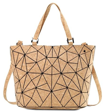 Kork-Handtasche für Damen, Geometrische Handtaschen Umhängetasche Schultertaschen Vielseitig Top Fashion Leuchtende Taschen Für Frauen Beige