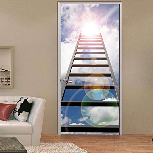 Papier peint autocollant 3D pour porte - Poster de porte - Plage de sable - Papier peint photographique - Film de porte - Tapisserie de porte - B77 x H 200 cm