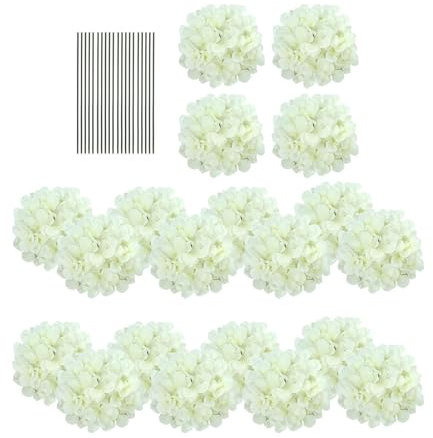 KESOTO Artificial Flowers of Hortensias False Flowers Heads with Stem Photography Accessories for Wedding Houses Centers, White