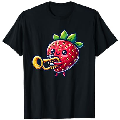 Fröhliche Erdbeere Mit Trompete T-Shirt