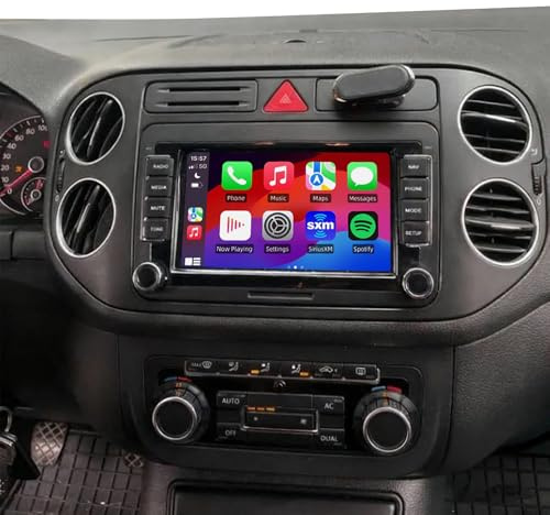 7 inch Double Din Car Stereo Radio for VW Tiguan 2009-2017 Wireless Carplay Android 14 GPS Navigation Head Unit for VW Tiguan Stereo Upgrade Bluetooth AHD Backup Camera FM/RDS SWC 2+32G