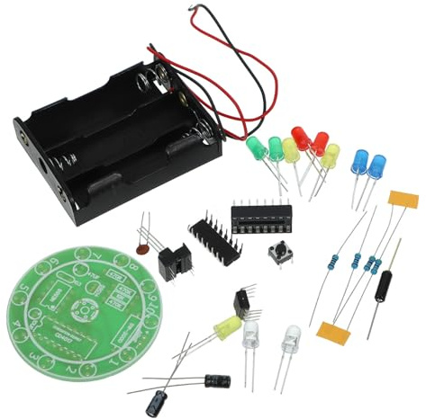 FIXOSHEE DIY Electrical Circuit Experiment Lucky Spin Wheel Kit with LED Lights, Small Bulb Model and Battery Box – Educational Assembly for Stem Learning and Soldering Practice