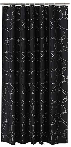 Sfoothome Polyester Fabric Shower Curtain Waterproof/No Mildews Bathroom Shower Curtains,Black Siliver Circle (180 * 200 CM)
