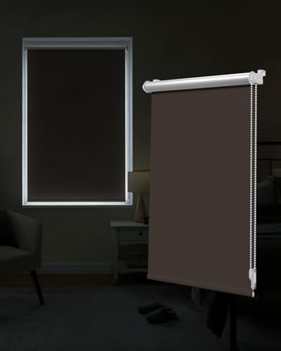 Victoria M. Tenebra Tenda a Rullo Termica Oscurante, Rivestimento Isolante, Montaggio con e senza Fori, Avvolgibile, Marrone Scuro, 45 cm x 220 cm (Larghezza x Altezza)