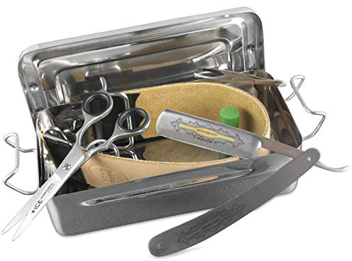 Rasiermesser-Set 7-Teilig Männer Rasier-Set Herren Geschenkidee Lederriemen Paste Solingen Rasierpinsel mit Rasier Box