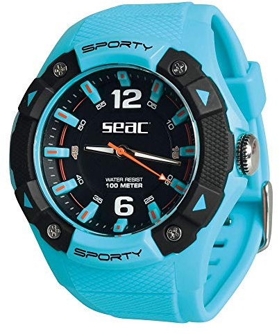 Seac Armbanduhr mit Gummiband, Wasserdicht 100 mt 1470001080000A, Hellblau
