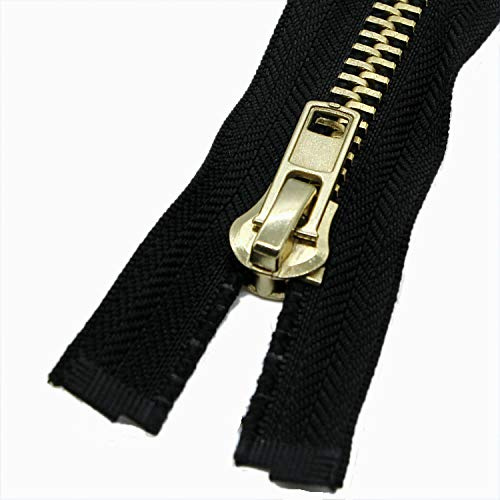 Leekayer #10 32 Inch Metal Zipper Brass Separating Jacket Zipper Heavy Duty Metal Zippers for Jackets Sewing Coats Crafts (32 Brass)
