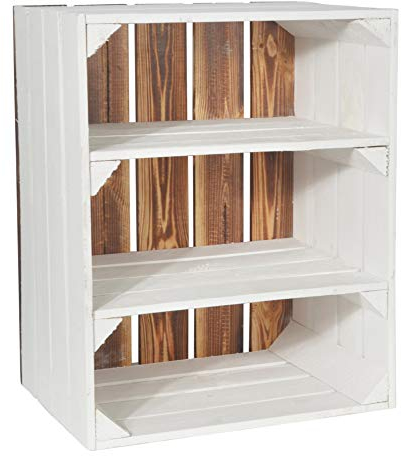 CHICCIE Grete - Scatola in legno con fiamma, 50 x 40 x 30 cm, 2 scaffali corti