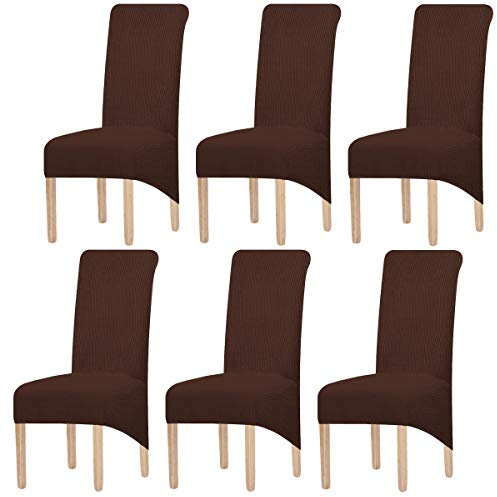 KELUINA XL Stuhlhussen,Universal Stretch Stuhlhussen 2er 4er 6er Set Stuhlbezug für Stuhl Esszimmer(Kaffee,6 Stück)